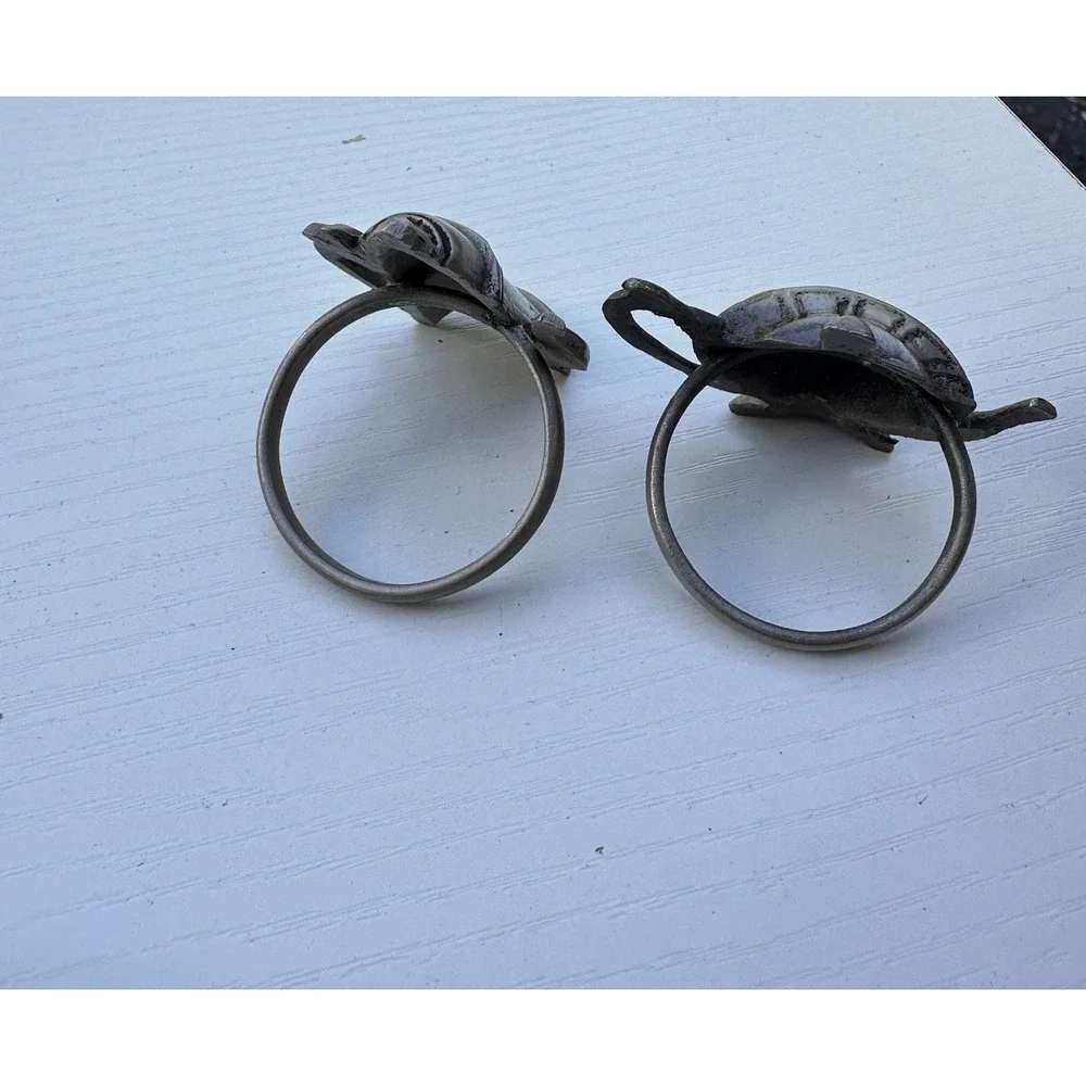 Unbranded Napkin Rings Vintage Silver Pewter Tone Teapot Coffee‎ Pot Set of 2